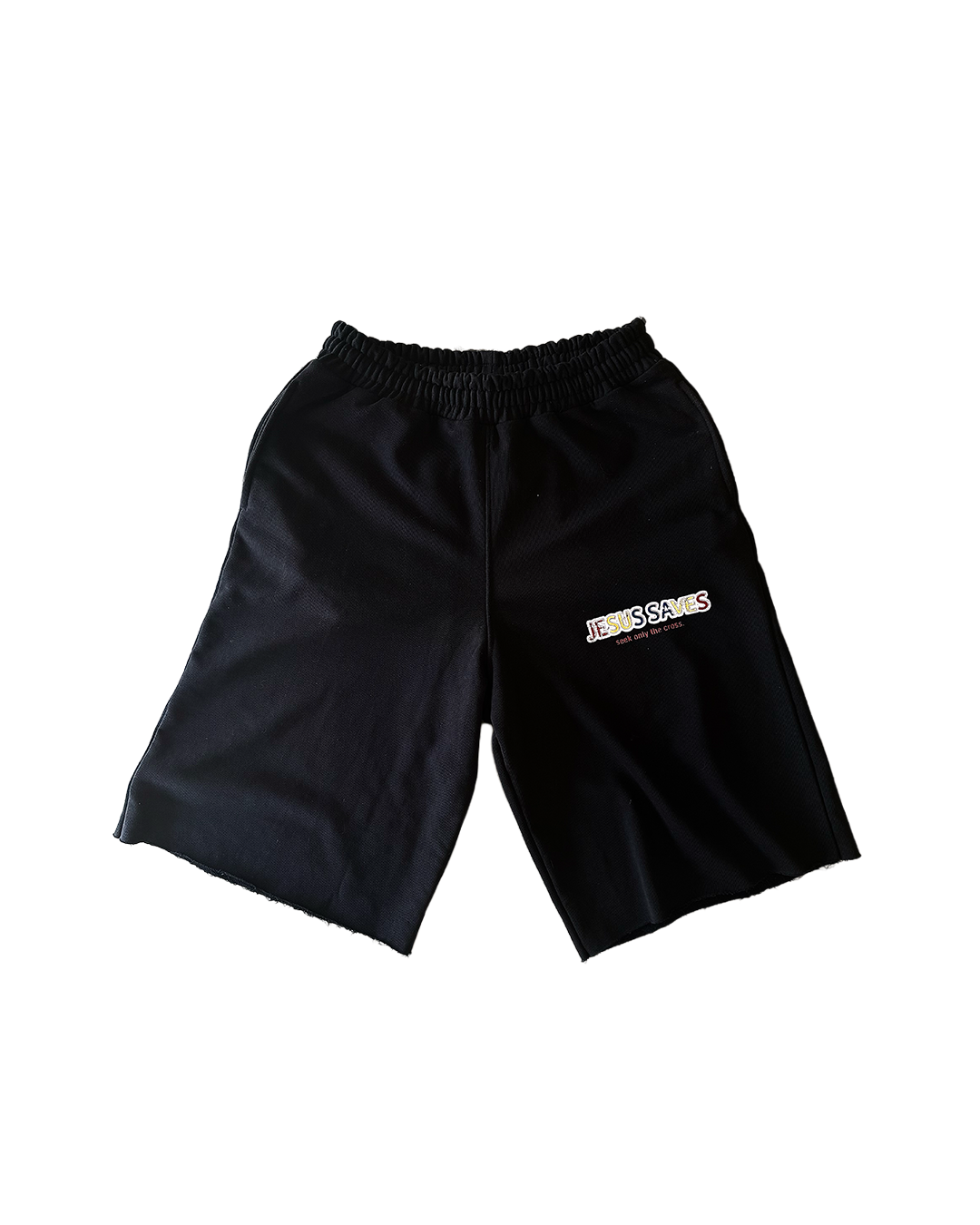 BLACK 3/4 Jesus saves shorts