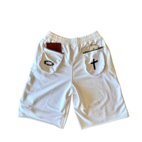 WHITE 3/4 Jesus saves shorts