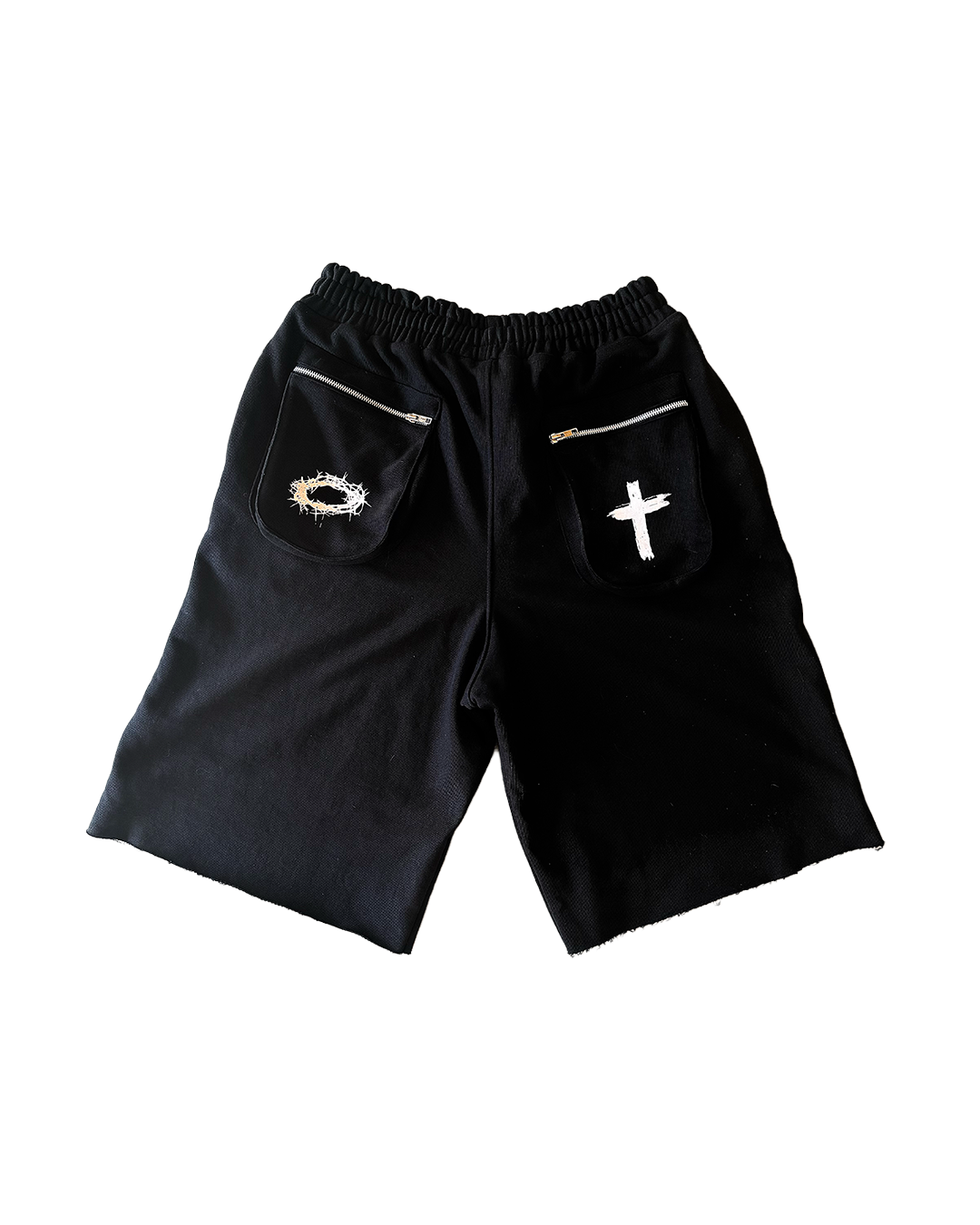 BLACK 3/4 Jesus saves shorts